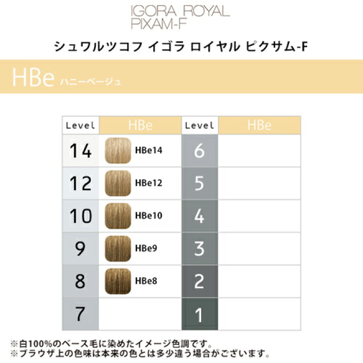 楽天市場 シュワルツコフ イゴラ ロイヤル ピクサム F ハニーベージュ 1剤 80g Hbe8 Hbe9 Hbe10 Hbe12 Hbe14 カラー剤 ヘアカラー 業務用 おしゃれ染め サロン専売品 アルカリカラー ファッションカラー ランキング メール便対応4個まで 髪屋