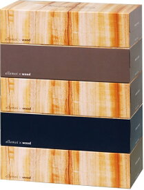 エルモア　ティッシュ　Kazaru wood　360枚（180組）5箱×10パック　まとめ買い　送料無料