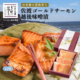 料亭 魚 ギフト 佐渡ゴールドサーモン越後味噌漬 12切 セット | 化粧箱入り サーモン さけ シャケ 漬け魚 鮮魚 海鮮 味噌 切り身 生切り身 焼き魚 ご飯のお供 手土産 高級 グルメ 新潟 お取り寄せグルメ お取り寄せ 切身 漬け ごはんのお供 鮭 国産 味噌漬け 贈り物