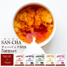 紅茶 ティーバッグ SAN-CHA サンチャ ティーバッグBOX （ティーバッグ8P×5種類）インド紅茶 アッサムティー　ダージリンティー チャイ ローズティー 紅茶 ミルクティー CTC製法 ティーバッグ 美味しい 送料無料