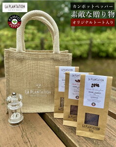 最高級胡椒ミル付き ギフトセット カンポットペッパー 黒胡椒 赤胡椒 白胡椒 50g ミル ミニトート カンボジア産 こしょう ブラックペッパー 無農薬 無化学肥料 父の日 調味料セット スパイス