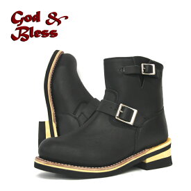 【God&Bless】グッドイヤーウェルト製法　本格ショートエンジニアブーツ　GB-9809　ブラック