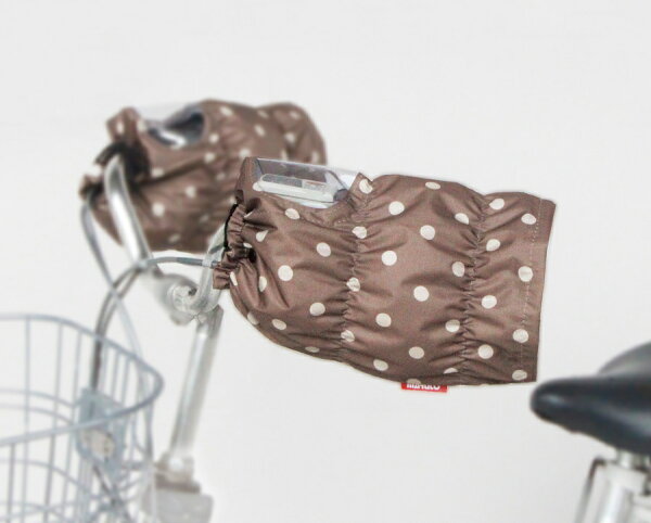 自転車ハンドルカバー冬用かわいい水玉模様暖かい自転車ハンドルカバードット柄電動自転車、軽快車用【RCP】