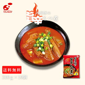 【国産豚の旨辛もつ煮×10食】 レトルト おつまみ 肴 おかず ご飯がすすむ こだわり 国産 長期保存 もつ煮 もつ煮込み ホルモン 旨辛 ピリ辛 こんにゃく あさり 豆板醬 韓国風 関越物産 カンエツ 家飲み 送料無料