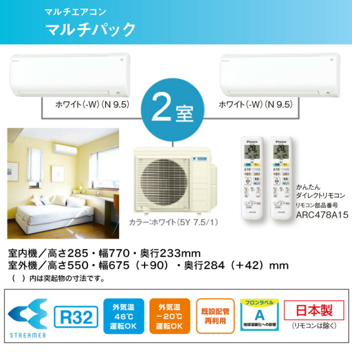 楽天市場】[PAC-453AV] マルチパック ダイキン マルチエアコン 壁掛形 