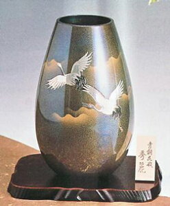 【送料無料】高岡銅器　o21-07　花瓶　秀麗（翔鶴）　青銅製　化粧箱入 花器　華道