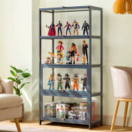 【期間限定価格！】アクリル コレクションケース 上下スライド式扉 竹製 4層5層 大型 ロータイプ フィギ…