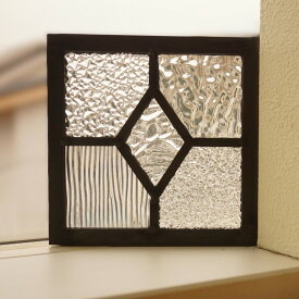 ステンドグラス パネル 住宅用 シンプルダイヤ 5種のクリア 〔12cm×12cm〕