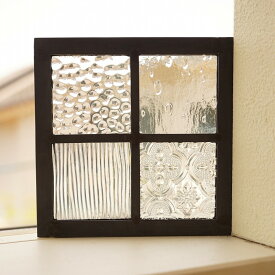 ステンドグラス パネル 住宅用 格子2×2 4種のクリア 〔12cm×12cm〕　