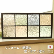 ステンドグラス パネル 格子2×4 淡い色の組み合わせ 〔36cm×18cm〕　