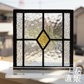 楽天市場】ステンドグラス パネル 格子3×3 クリア＆淡い色6種 〔18cm 
