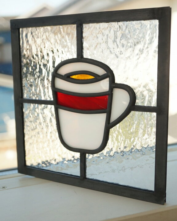 楽天市場】ステンドグラス パネル マグカップ 透けない白 〔18cm×18cm 
