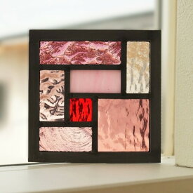 ステンドグラス パネル 住宅用 ステンドグラス 7つのスクエア ピンク×パープル 〔12cm×12cm〕