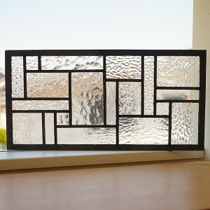 ステンドグラス パネル 住宅用 19のスクエア クリア 40cm×20cm 【ステンド 室内窓 壁埋め込み 小窓 明かり採り 新築 改築 新生活 リフォーム インテリア 建材パーツ 空間アクセント 室内装飾 壁