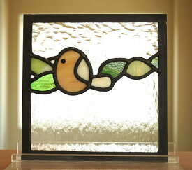 ステンドグラス 住宅用 とり1 18cm×18cm 訳あり　【ステンド 室内窓 壁埋め込み 明り採り 新築 改築 新生活 リフォーム インテリア 建材パーツ 空間アクセント 室内装飾 壁装飾】