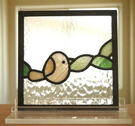 ステンドグラス 住宅用 とり2 18cm×18cm 訳あり　【ステンド 室内窓 壁埋め込み 明り採り 新築 改築 新生活 リフォーム インテリア 建材パーツ 空間アクセント 室内装飾 壁装飾】