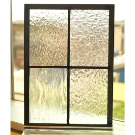 ステンドグラス パネル 住宅用 格子2×2 4種のクリア 長方形 20cm×28cm　【ステンド 室内窓 壁埋め込み 小窓 カラーレス 明かり採り 新築 改築 新生活 リフォーム インテリア 建材パーツ 空間アクセント 室内装飾 壁装飾】