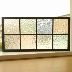 ステンドグラス パネル 住宅用 格子2×4 淡い色の組み合わせ 36cm×18cm　