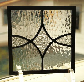 ステンドグラス パネル 住宅用 ダイヤと楕円 3種のクリア 18cm×18cm 【ステンド 室内窓 壁埋め込み 小窓 カラーレス 明かり採り 新築 改築 新生活 リフォーム インテリア 建材パーツ 空間アクセント 室内装飾 壁装飾】