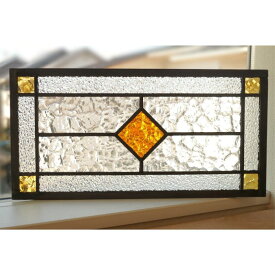 ステンドグラス パネル 住宅用 正方形ダイヤ 琥珀 〔40cm×20cm〕