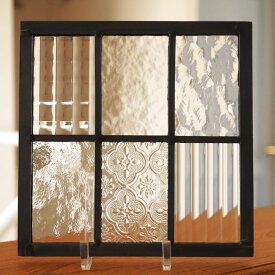 ステンドグラス パネル 住宅用 格子2×3 クリア 〔18cm×18cm〕