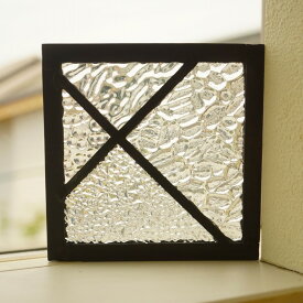 ステンドグラス パネル 住宅用 斜めのライン 4種のクリア 〔12cm×12cm〕