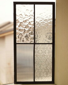 ステンドグラス パネル 住宅用 格子2×2 長方形 4種のクリア 〔20cm×40cm〕