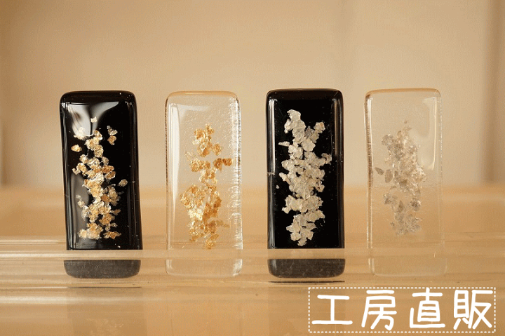 楽天市場】雲母 ゴールド・シルバー入りガラスの箸置き スクエア 4