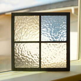 ステンドグラス パネル 住宅用 格子2×2 淡い色ガラス2 〔18cm×18cm〕