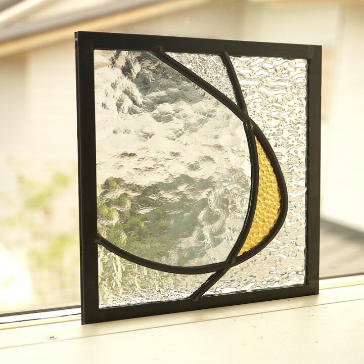 ステンドグラス パネル 三日月 18cm 18cm ステンドグラス工房 glassliving奏