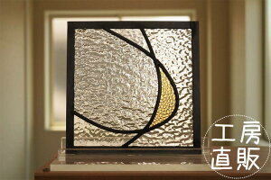 ステンドグラス パネル 住宅用 三日月 18cm×18cm 【ステンド 室内窓 壁埋め込み 神秘的 小窓 明かり採り 新築 改築 新生活 リフォーム インテリア 建材パーツ 空間アクセント 室内装飾 壁装飾