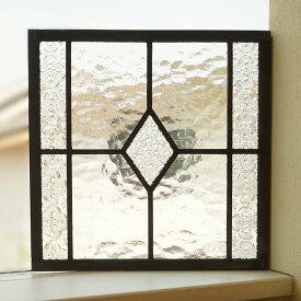 ステンドグラス パネル 住宅用 ダイヤ 3種のクリア 25cm×25cm 【ステンド 室内窓 壁埋め込み 小窓 透明 カラーレス 明かり採り 新築 改築 新生活 リフォーム インテリア 建材パーツ 空間アクセント 室内装飾 壁装飾】