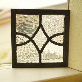 ステンドグラス パネル 住宅用 ダイヤと楕円 6種のクリア 12cm×12cm 【ステンド 室内窓 壁埋め込み 小窓 カラーレス 明かり採り 新築 改築 新生活 リフォーム インテリア 建材パーツ 空間アクセント 室内装飾 壁装飾】