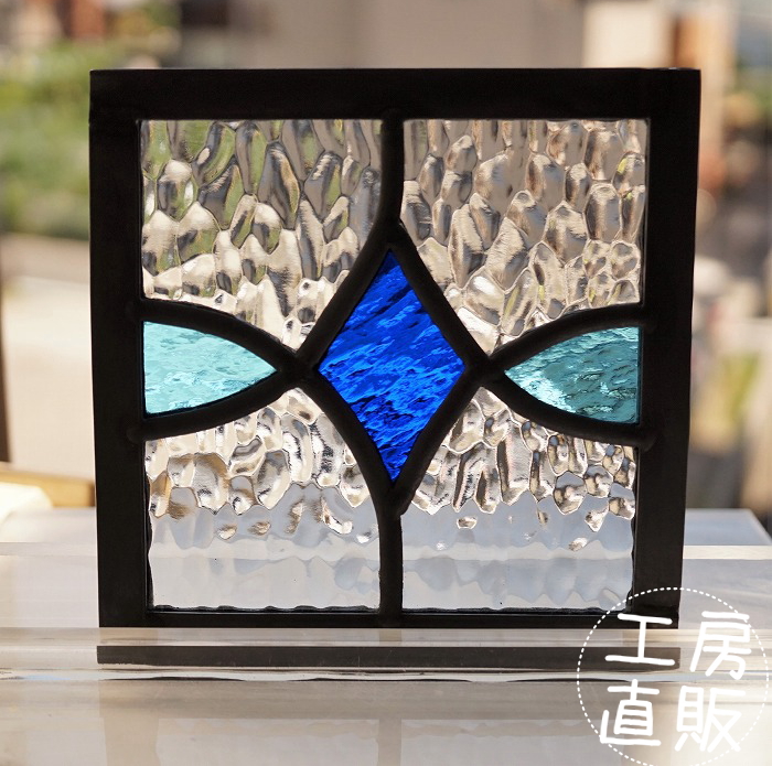 【楽天市場】ステンドグラス パネル 住宅用 ダイヤと楕円 ブルー