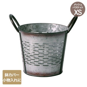 アンティーク メッシュ バスケット XSサイズ NE-721 LIVPLUS | 鉢カバー おしゃれ メッシュ ガーデニング ポット 入れ物 小物入れ ヴィンテージ風 ブリキ カバー 園芸 卓上 観葉植物カバー 置く ス