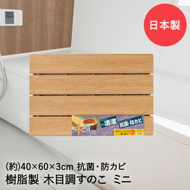 木目すのこ ミニ 40×60×3cm 日本製 74210 オーエ | 風呂 すのこ スノコ お風呂 浴室 木目スノコ 滑り止め 樹脂製 抗菌 防カビ カビ 浴室用 木目 木目調 清潔 バスマット おしゃれ 浴室の床マット マット 風呂グッズ バスルーム コンパクト 防かび 浴室マット すべり止め