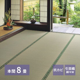 おもてなし い草 カーペット 雅（みやび） 本間 8畳 382×382cm 萩原 | 上敷き8帖 御座 イグサ いぐさ 抗カビ 防臭 和室 客間 仏間 軽量 赤ちゃん 子供 タンス たたみ 保護 和風 夏 い草マット 畳 マット リビング ラグ 天然素材 涼しい 涼感