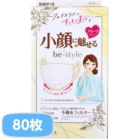 マスク 不織布 ビースタイル 小顔に魅せる プリーツタイプ ふつうサイズ プレミアムホワイト 4箱 80枚入