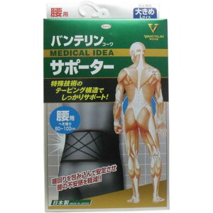 腰サポーター コルセット 腰用 バンテリンサポーター 腰用 大きめ Lサイズ ブラック 1枚入