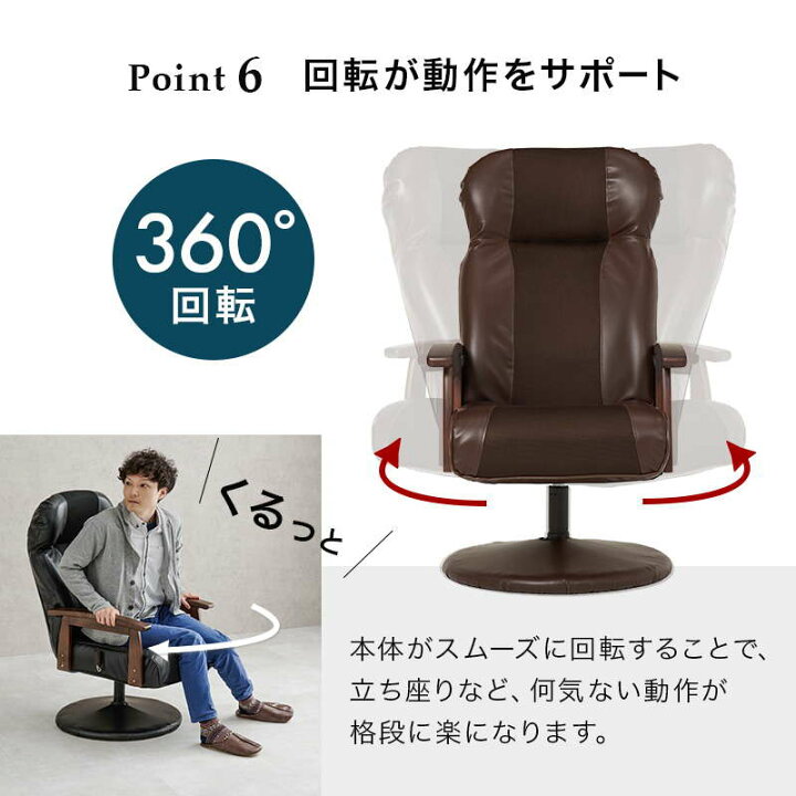 楽天市場】高座椅子 オットマン付き 360度回転 ハイバック 無段階 