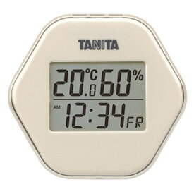 温湿度計 温度計 湿度計 デジタル タニタ 時計 日付表示付き 薄型 コンパクト アイボリー