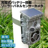 トレイルカメラ 防犯センサーカメラ 配線不要 防水 充電 ソーラー電池式 タイムラプス 監視 定点撮影