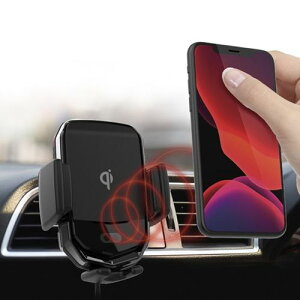 ワイヤレス充電器 車 車載用 Qi自動開閉ホルダー スマホ iPhone キャパシタ付き エアコン送風口取付