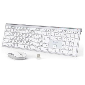 ���C�����X�L�[�{�[�h �}�E�X�Z�b�g �e���L�[�t�� �[�d�� ���� 2.4GHz�ڑ� iClever IC-BK23Combo �V���o�[�z���C�g