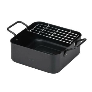 天ぷら鍋 揚げ物用鍋 20cm ガス火 IH対応 四角 角型 涼味家 広く使えるスクエア天ぷら鍋 油切り網付き