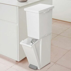 ゴミ箱 分別資源分別ごみ箱 スリム ダストボックス 上下2段式 袋止め付き 上段20.5L 下段15.5L 最大5分別