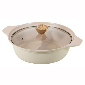 卓上鍋 二食鍋 2食鍋 フィオーレ セラミック加工 IH対応 ガラス蓋付 二食鍋 26cm