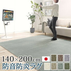 ラグカーペット 防音防炎ラグ 長方形 エイヴァ 140x200cm 多機能 高品質 高級 無地 日本製 カットオーダー