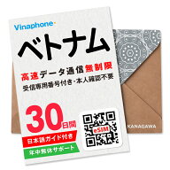 【ベトナムeSIM】30日間 高速データ無制限 電話番号付き 通話・SMS受信のみ可能 即日利用 楽天メッセージ…
