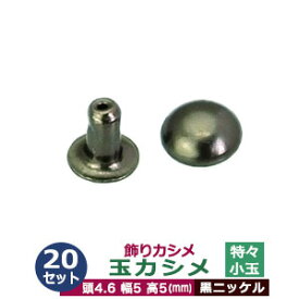 飾り玉カシメ　特々小玉カシメ【黒ニッケル】20セット1袋【サイズ頭4.6mm 幅5mm 高5mm】【材質：真鍮】